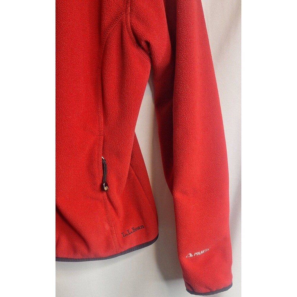 LL Bean Women S Jacket Soft Shell Red Black Trim Hooded Full Zip Outdoor Vintage - Picture 8 of 14